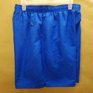 Nike nylon Swim Trunks board shorts Men Teen 30" + stretch Blue swimming Shorts
